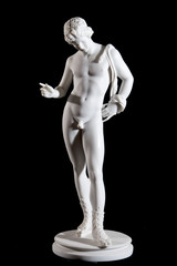 Fototapeta na wymiar Classical marble white statue isolated on black background