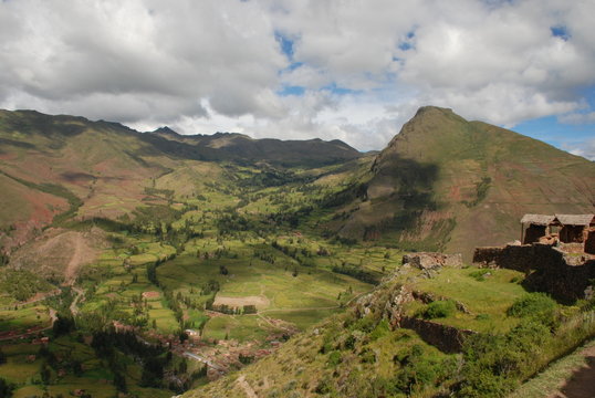Overlooking Valley Near Inca Ruins above Cusco, Peru
