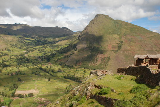 Overlooking Valley Near Inca Ruins above Cusco, Peru