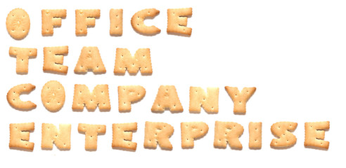 The words: office, team, company, enterprise