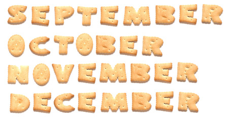 September, October, November, December  are made of cookies.