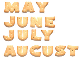 May, June, July, August are made of cookies.