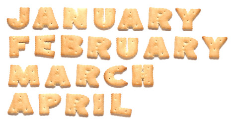 January, February, March, April are made of cookies.