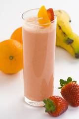 delicious refreshing strawberry orange banana milkshake natural
