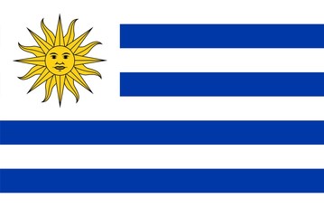 Flag of Uruguay. Illustration over white background