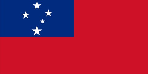 Flag of Samoa. Illustration over white background