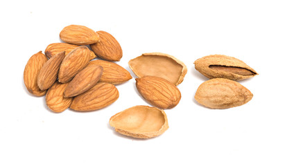 Almonds isolated on white background