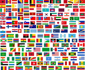 Naklejka premium Flags of all world countries. Illustration over white background