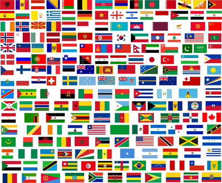 Flags of all world countries. Illustration over white background