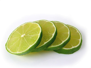 Lime Slices on White Background