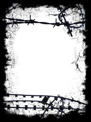 Razor wire black frame border with white blank middle for your o