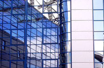 business building on blue sky background