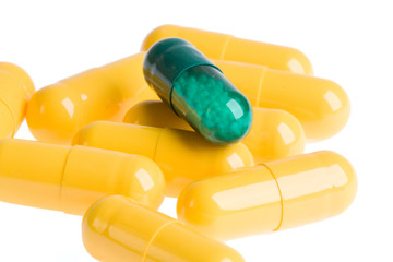 Pills on a white background