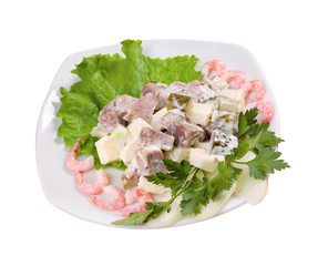 salad seafoods.tunec,prawns,vegetables..