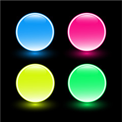 Beautiful glass buttons on black background