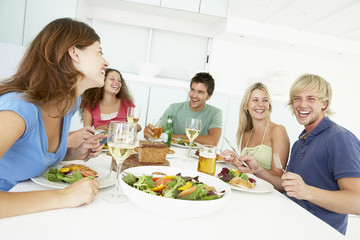 Friends Having Lunch Together At Home