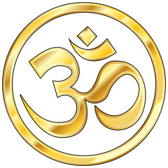 Hindu Om Icon in Textured Gold