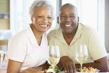 Senior Couple Having Lunch Together At A Restaurant