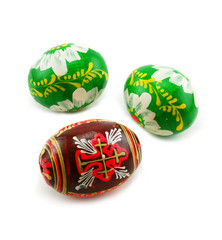 Group of painted Easter eggs isolated