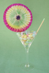 Jelly bean martini celebration on green