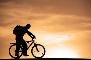 Fototapeta premium Man at mountain bicycle