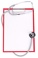 Blank clipboard with stethoscope