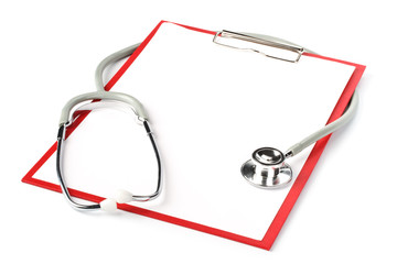Blank clipboard with stethoscope