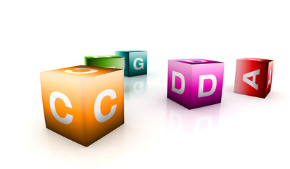 alphabetical toys in cube shape