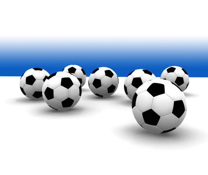 soccer balls - sport illustration on blue gradient background