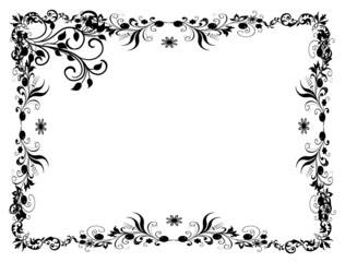 cadre floral  noir