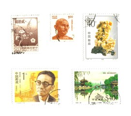 old stamps; landscapes, monuments and villages