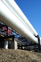 industrial pipelines against blue sky