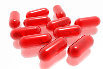red pills on white background