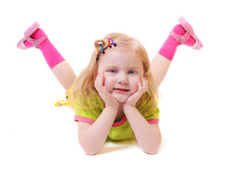 little girl isolated on white
