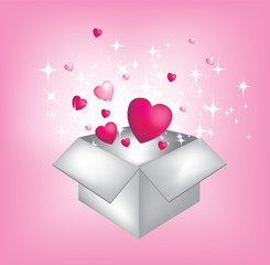 pink hearts gift box