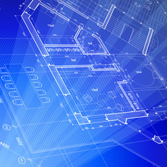architecture blueprint: abstract house plan - vector background