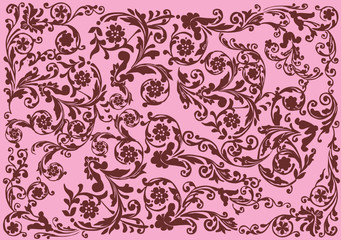 brown on pink flower background