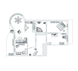 3d sketch of a four-room apartment