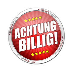 Button Achtung Billig
