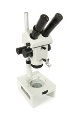 Optical microscope on white background