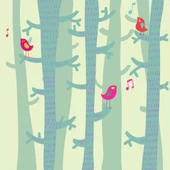 Printed kitchen splashbacks Birds in the wood Spring time background in vector