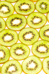 kiwi slices on white closeup