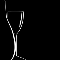 bottle and wineglass silhouettes on black background. vector