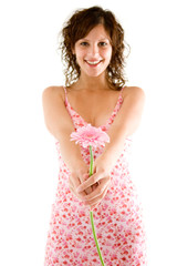 Model mit Blume