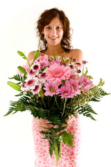 Frau mit Blumenstrauss