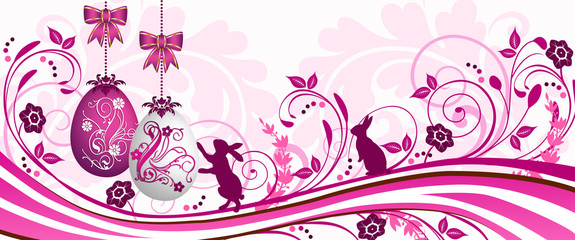 Pink Easter greetings card (banner)