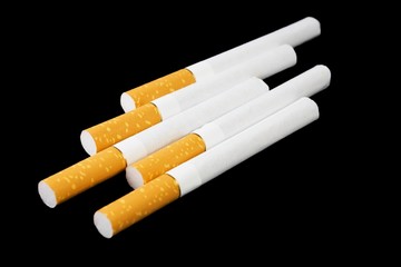 Cigarettes isolated on black background