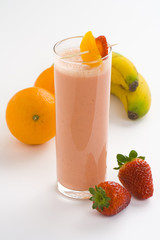 delicious refreshing strawberry orange banana milkshake natural