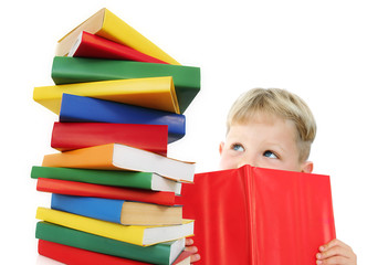 Happy child with books - 12995644