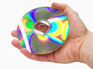 hand holding compact disc